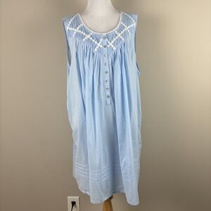 Eileen West Nightgown XL Blue Poetic Chemise Short Cotton Cottagecore Feminine